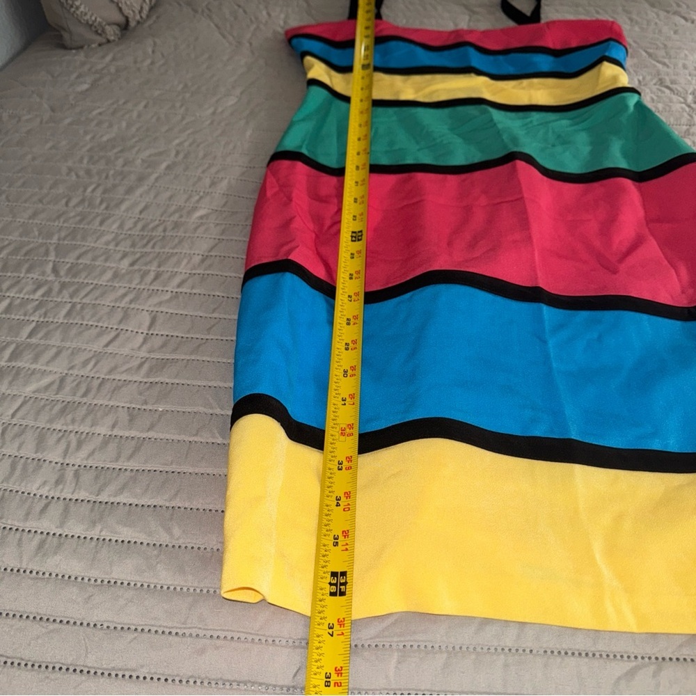 NWT Radzoli multi color colorblock bodycon removable straps dress sz: Large - Picture 6 of 12